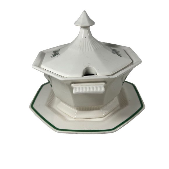 Nikko Christmastime Sauce Boat Lid Underplate (Bread & Butter) Vintage Octagonal - Picture 4 of 8